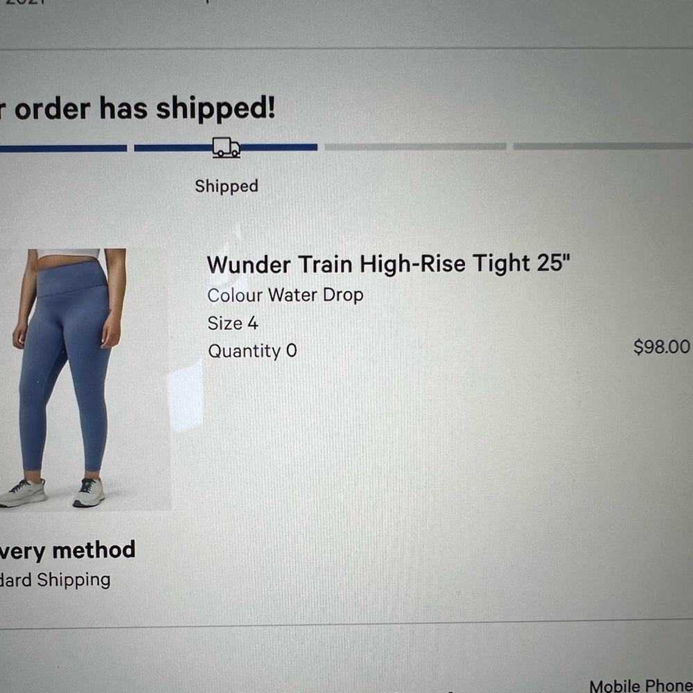 Lululemon Wunder Train High-Rise Tight 25" in color Water Drop